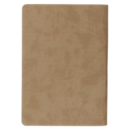 Christian Art Gifts Zippered Journal - Be Strong & Courageous, Wide Ruled Notebook, Joshua 1:9 Bible Verse, 336 Lined Pages w/scripture, Lion, Tan Faux Leather, (9” x 6.4” x .9”)