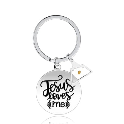 Uloveido Stainless Steel Faith Cross Keychain & Jesus Loves Me Christian Keyring Mustard Seed Charms Religious Jewelry - style: Jesus Love Me-triangle