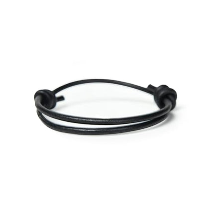 GENIQUE Real/Genuine Leather Bracelet for Men, Adjustable Mens Leather Bracelet, Leather Cord Bracelet - style: Sliding Knot Black