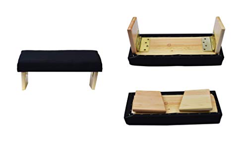 Mudra Crafts Black Foldable Meditation Chair - Yoga Zen Meditation Bench Kneeling Stool - Wooden Meditation Stool with Cushion - Prayer Kneeler Seiza Meditation Seat - color: Black Cushion