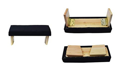 Mudra Crafts Black Foldable Meditation Chair - Yoga Zen Meditation Bench Kneeling Stool - Wooden Meditation Stool with Cushion - Prayer Kneeler Seiza Meditation Seat - color: Black Cushion