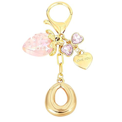 Snycler Bubble Initial Keychain Bag Charms for Women, A-Z Letter Keychain - color: Pink - Strawberry Bow Letter