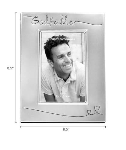 Haysom Interiors Beautiful Two Tone Silver Plated Godfather 4" x 6" Picture Frame with Black Velvet | Unique and Thoughtful Gift Idea by Happy Homewares - size: Godfather