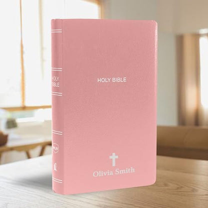 Personalized NKJV Small Print Bible for Women, Name Engraved, Standard Size - color: Pink, style: New King James Version