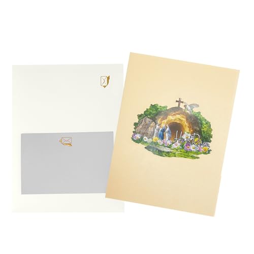 He Is Risen 3D Pop‑Up Easter Card – Christian Religious Greeting Card with Empty Tomb Scene, Cross & Floral Artwork – Scripture‑Inspired Easter Gift for Family, Friends, Church Members - color: YL301-3D
