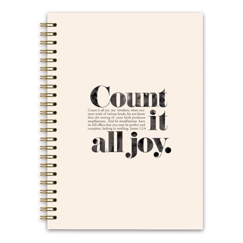Christian Bible Notebook Journal,Count it All Joy，Christian Gifts for Women Men, Bible Journaling Notebook, Bible Study Supplies, Hardcover Spiral Notebook 5.5x8.3