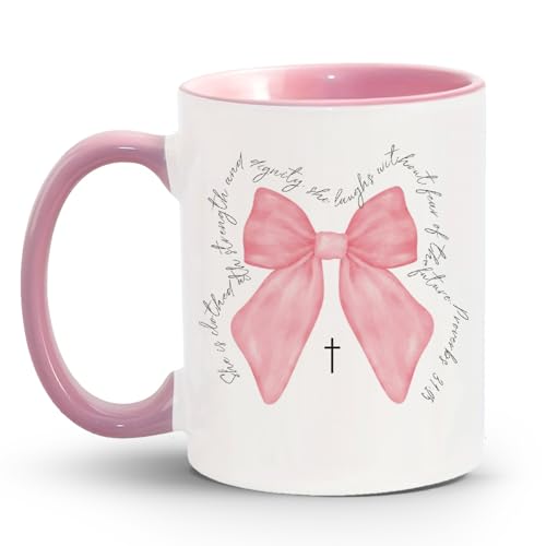 Coquette Pink Bow Christian Ceramic Coffee Mug for Women Girls