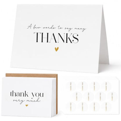 Thank You Cards with Envelopes Bulk Pack of 40 - Gold Foil Classic Fonts - color: Gold Foil - Classic