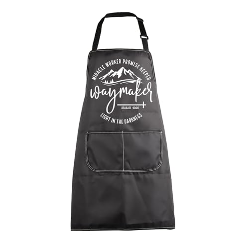 MBMSO Christian Apron Religious Gift Bible Verse Cooking Apron Waymaker Promise Keeper Miracle Worker Isaiah 42:16 Quote Gift