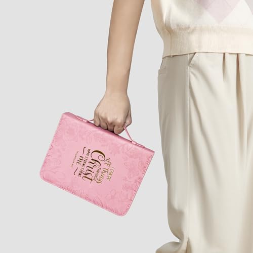 Bible Covers for Women Leather Bible Cover Case for Women with Floral Design & Gold Debossed Scripture and Pockets, Bible Carrying Case for Women, Girls, Gifts