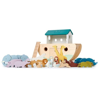Tender Leaf Toys Noah’s Wooden Ark – Animal Shape Sorter – Christian Religion and Bible Story Based Educational Fun - Social, Creative, and Imaginative Play – Ages 3+