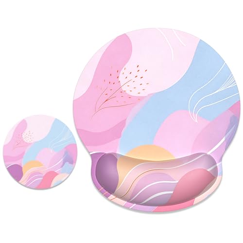 ITNRSIIET Ergonomic Mouse Pad with Wrist Support Wrist Rest Smooth Surface Non-Slip Rubber Base Comfortable Office Supplies Pain Relief, 9.8 x 9.1 inches, Art Style Pattern - color: A02-Art Style Pattern