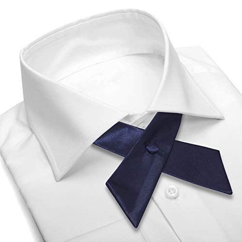 Women's or Men's Crossover Neck Tie Solid Color Continental Tie - color: Navy Blue