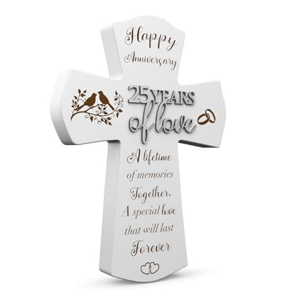 25th Anniversary Wedding Gifts for Wife Husband, Religious Cross Gifts for Women Men,25 Year Romantic Anniversary Marriage Gift for Her,Him,Couple,Parents,Friends,Wedding Anniversary Decorations - style: 25 years of marriage