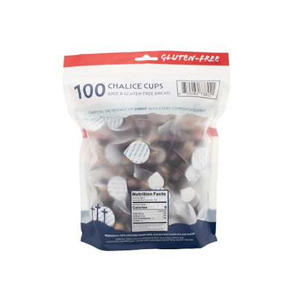 Chalice Bagged Gluten-Free Communion Cups 100 Count | Prefilled Concord Juice + GF Bread | Ready-to-Serve - size: 100 - Bag