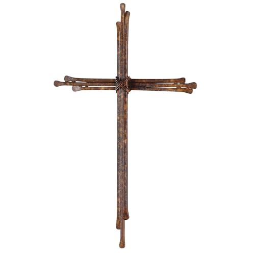 Dicksons MWC-413 Alternating Length Rustic Brown 10.5 x 6.75 Metal Decorative Wall Home Décor Cross