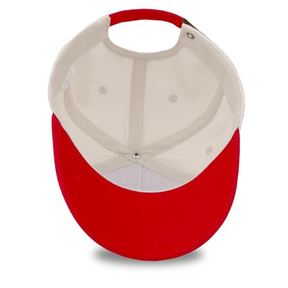 Embroidered Christian Two-Tone Baseball Cap for Men & Women, Adjustable Dad Hat Christmas Easter Gift - color: Blessed, Red/Beige