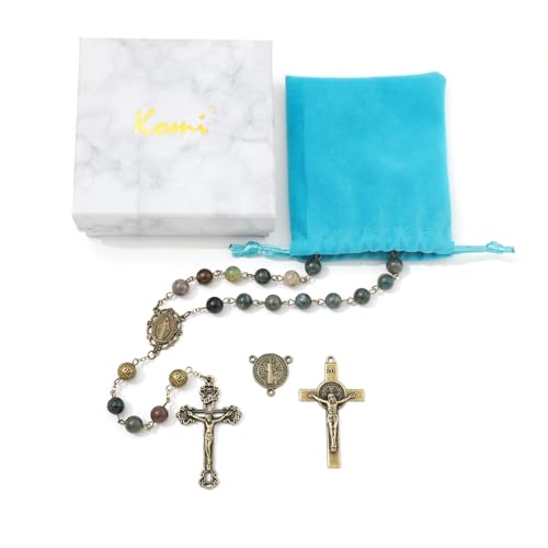 KOMI 8mm Natural Stone Beads Rosary Necklace Rosarios Catolicos Para Mujer Catholic Rosary Beads for Women Christian Gifts - style: Rosary-6