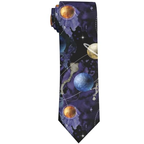 Men's Neckties, Novelty Printed Skinny Tie for Work Casual Party - color: Planet