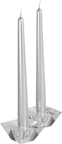 Hyoola Tall Taper Candles - 10 Inch Metallic Silver Unscented Dripless Taper Candles - 8 Hour Burn Time - 4 Pack - color: Metallic Silver, size: 10 Inch