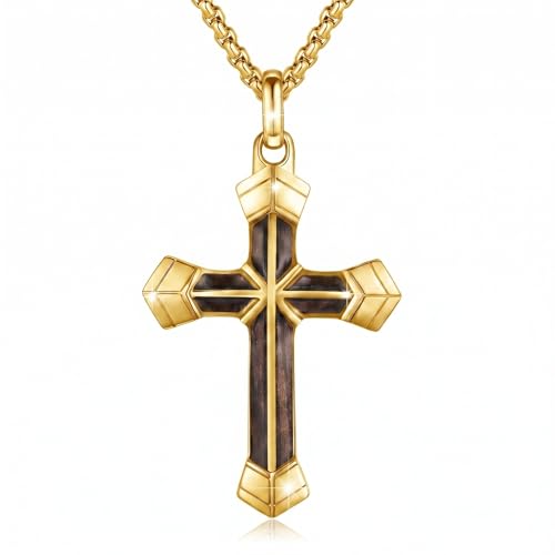Cross Necklace for Men 925 Sterling Silver Cross Ebony Wooden Ankh Raven Praying Hands Crucifix Amulet Religious Jewelry Gifts for Men Women - color: Cross11