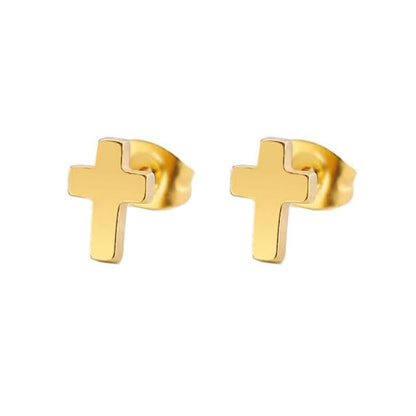 ONLYJUMP 925 Sterling Silver Cross Stud Earrings For Women Fashion Earrings Cross Earrings Small 14k Gold Plated Cross Earrings Studs Jewelry Gifts - color: Gold