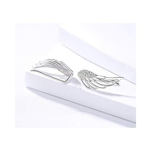 Angel Wings CZ Ear Climber Earrings S295 Sterling Silver Cuff Crawler Hook Studs for Women Daugther