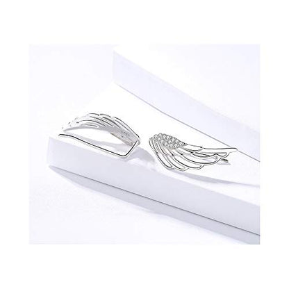 Angel Wings CZ Ear Climber Earrings S295 Sterling Silver Cuff Crawler Hook Studs for Women Daugther