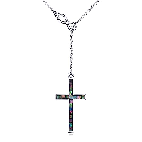YFN Cross Necklace Sterling Silver Religious Cross Pendant Jewelry Christian Gifts for Women Men - style: D. Abalone Shell