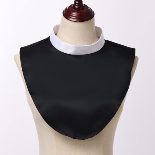 BPURB Clergy Shirt Neck Collar Men Women Priest Collar Costumes Accessory for Pastor - color: Black, size: Plus size