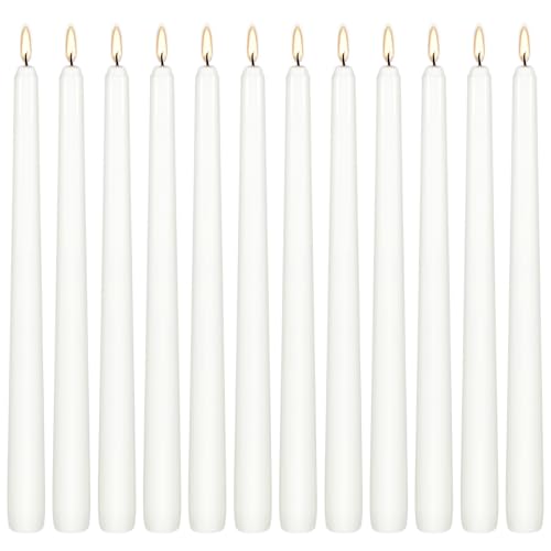 12 Pack 10 inch White Taper Candles, Dripless Smokeless Unscented - color: White, size: 12Pack