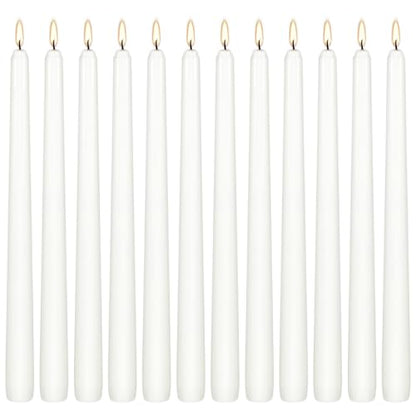 12 Pack 10 inch White Taper Candles, Dripless Smokeless Unscented - color: White, size: 12Pack