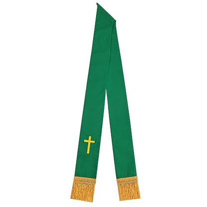 BLESSUME Church Clergy Pastor Cross Embroidered Stole - color: Green 8