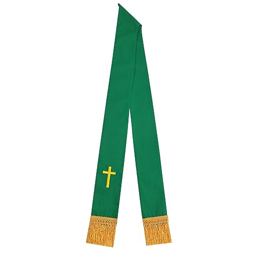 BLESSUME Church Clergy Pastor Cross Embroidered Stole - color: Green 8