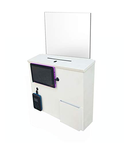 FixtureDisplays® Credit Card Processing Donation Box Tithing Collection Box Charity Fundraising W/ Acrylic Header Clear Sign Holder 16977+16800-NPF