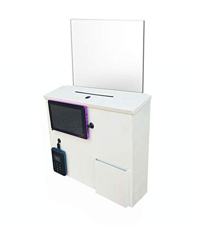 FixtureDisplays® Credit Card Processing Donation Box Tithing Collection Box Charity Fundraising W/ Acrylic Header Clear Sign Holder 16977+16800-NPF