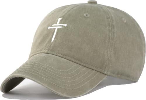 Christian Jesus Cross Vintage Hat Men Women Faith Baseball Hat Ideal Gift for Birthday Christmas Father's Mother's Day - color: Khakigrey