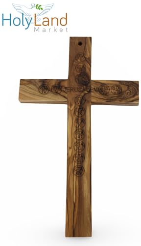 Holy Land Market Hand Carved Olive Wood Wall Cross 10 Inch - size: 10"L x 6"W