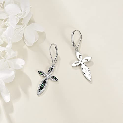 Cross Earrings 925 Sterling Silver Dangle Earring Gifts for Women - style: cross