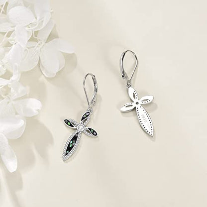 Cross Earrings 925 Sterling Silver Dangle Earring Gifts for Women - style: cross