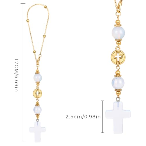 Opalite Cross Car Hanging Ornament Gift Box for Rear View Mirror - color: Opalite