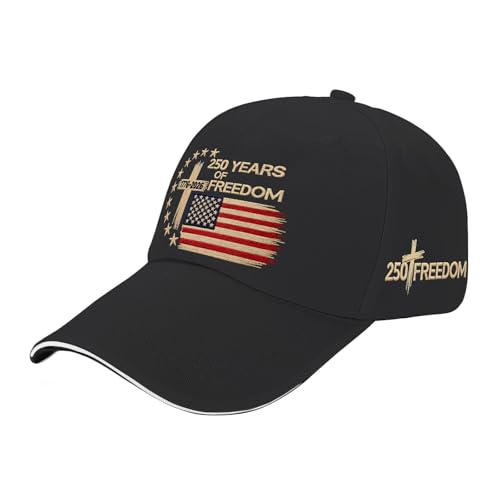 US 250 Years Freedoms 1776-2026 250th Birthday Embroidered Hats Garde Cap for Him - color: 250th Anniversary Us 250 Year American Patrioticallblack5