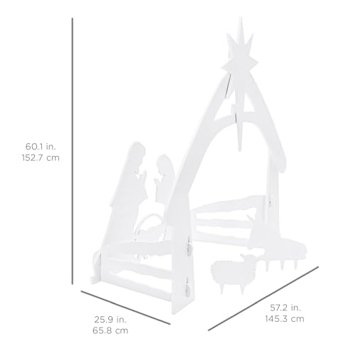 Best Choice Products 5ft Outdoor Nativity Scene, Weather-Resistant Décor, Christmas Holy Family Yard Decoration, Water-Resistant PVC - White - color: White - XL