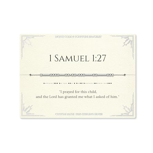 Loved Creations Morse Code Bracelets for Women, Christian Bible Verse Bracelets, Scripture S925 Sterling Silver Inspirational Faith Jewelry, Religious Gifts for Women - color: 1 Samuel 1:27