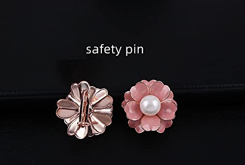 Women's Flower Pearl Enamel Brooch Pins for Ladies Jewelry - color: Pink