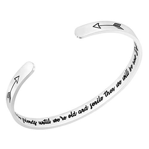 Fesciory Inspirational Bracelets for Women, Stainless Steel Cuff Bangle - color: Silver-34