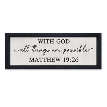 SRSZHIYUE With God All Things are Possible Framed Wall Art 16"×6" Black - color: With God All Things Are Possible (Black), size: 16"L x 6"W