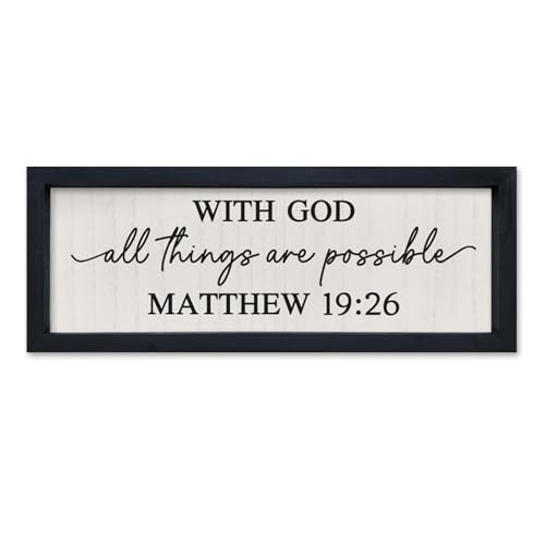 SRSZHIYUE With God All Things are Possible Framed Wall Art 16"×6" Black - color: With God All Things Are Possible (Black), size: 16"L x 6"W