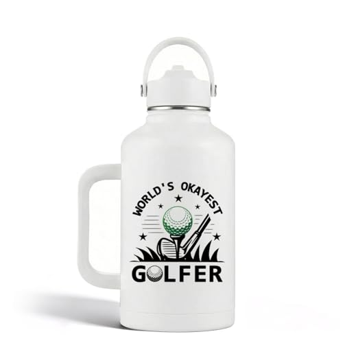 Golf Gifts for Men Golfer 64 oz Water Bottle Insulated with Straw and Handle, Fathers Day Golf Gift for Dad Gift from Daughter and Son, Fathers Day Gift for Golfer Men Grandpa Papa Daddy Husband - color: Golf