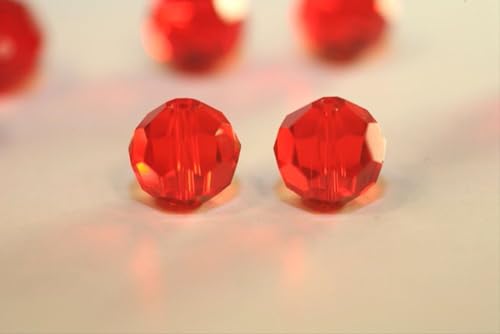 100pcs Adabele Austrian 4mm (0.16 Inch) Small Faceted Round Crystal Beads Light Siam Red Compatible with Swarovski Crystals for Jewelry Craft Making - color: Light Siam/Red, size: 4mm Small (100pcs)